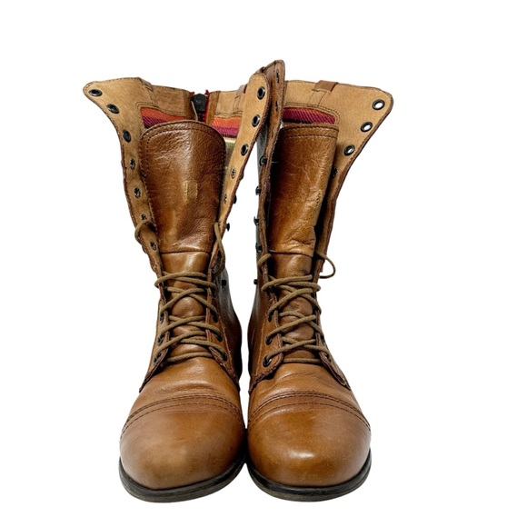 Steve Madden Camarro Leather Combat Boots Foldover Southwest Brown Size 8 - Picture 7 of 11